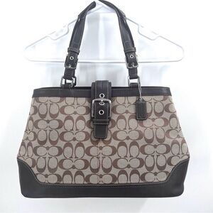 Coach Brown Signature C Leather Jaquard vintage bag